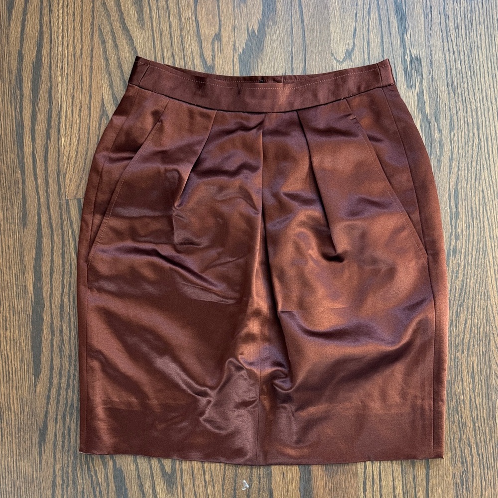 I. Magnin Satin Chocolate Skirt